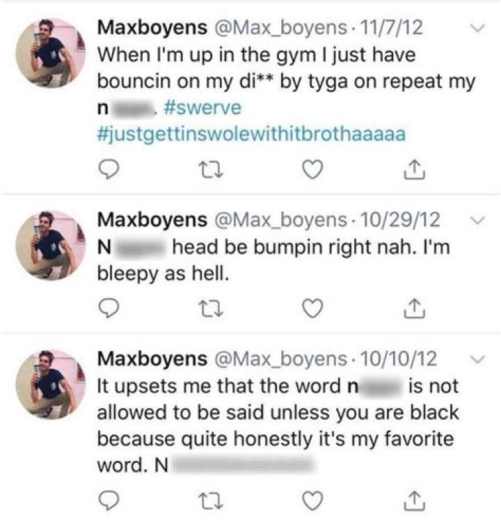 Who is Max Boyens? Max busted with past racist Tweets which caused him trouble! Max Boyens racist Twitter comments