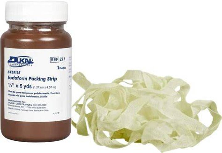 What is in iodoform packing strip?
