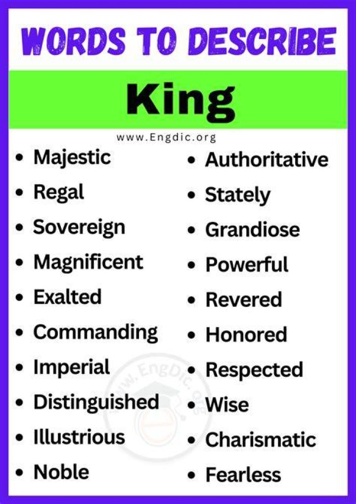 What words describe a king?