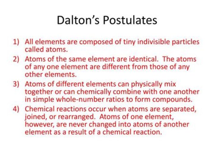 Which of Dalton’s postulates are incorrect?